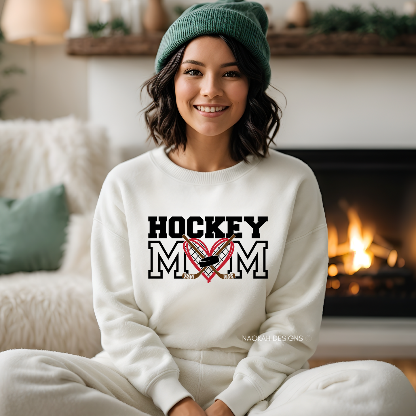 hockey mom heart sticks crewneck/hoodie