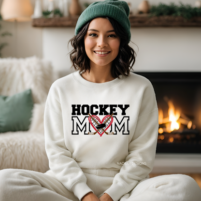 Hockey Mom Heart Sticks Crewneck/Hoodie