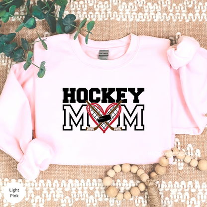 Hockey Mom Heart Sticks Crewneck/Hoodie