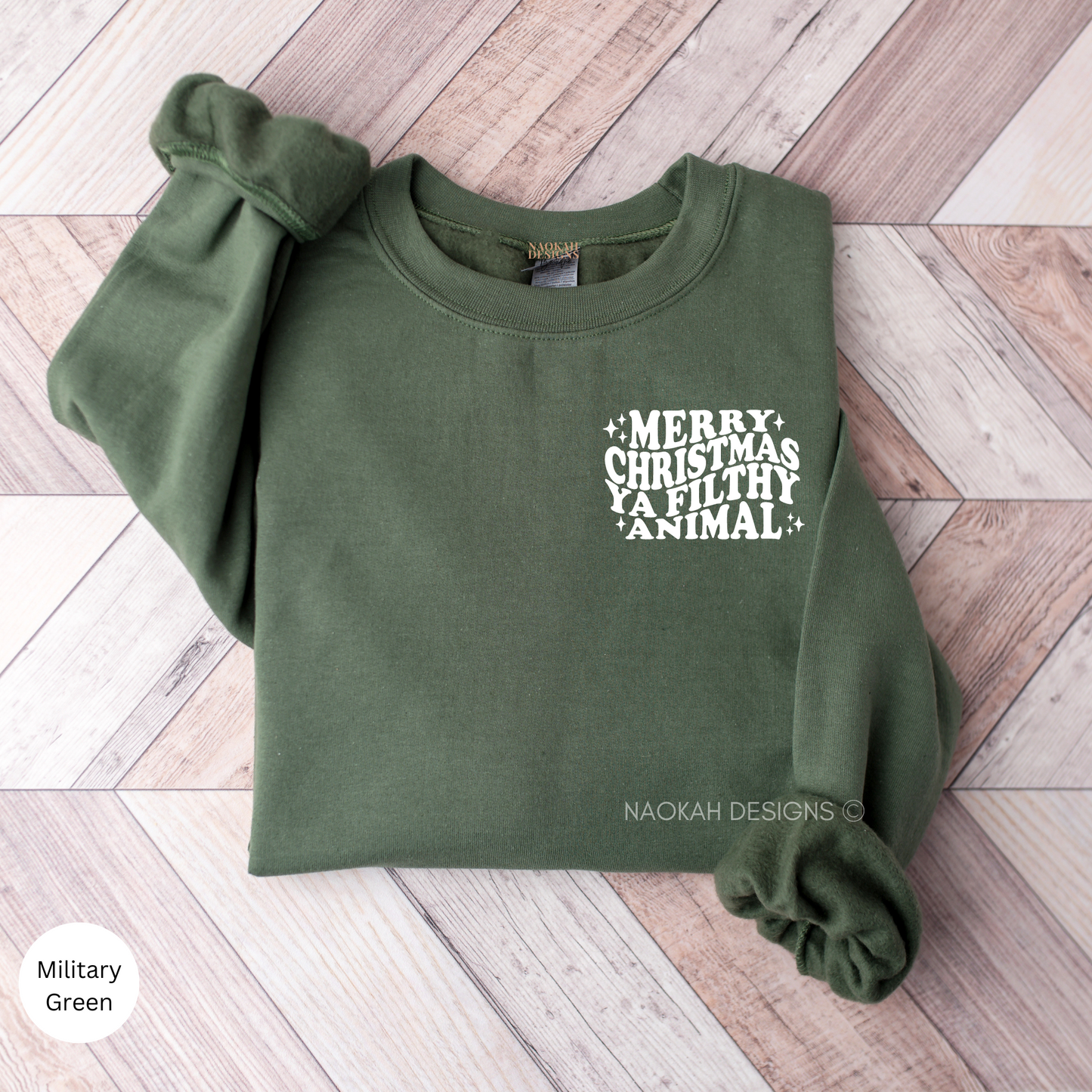 Merry Christmas Ya Filthy Animal Sweater Pocket Design