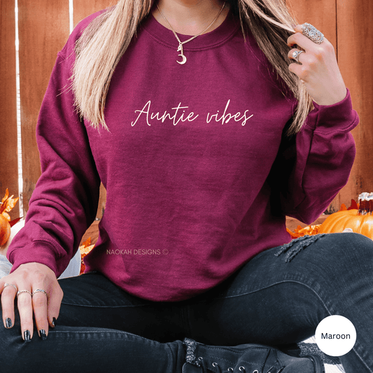 Auntie vibes sweater, New aunt shirt, native auntie, metis auntie, inuit auntie, Indigenous matriarch shirt, gift for sister, Funtie Shirt, Deadly Auntie, cool aunt club, Aunticorn shirt, Auntie shark shirt, auntiesaurus shirt, auntie bear shirt