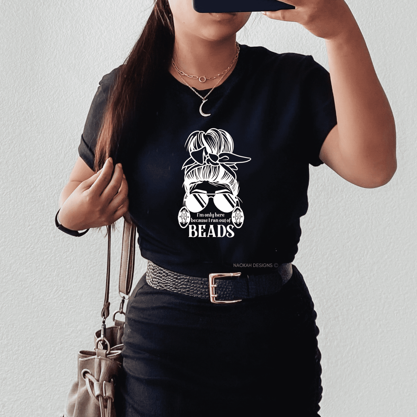 i'm only here because i ran out of beads shirt, indigenous floral shirt, native floral shirt, native indigenous beadworker, indigenous beadwork, indigenous owned shop