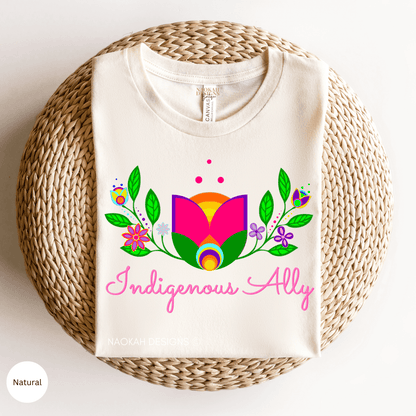 Indigenous Ally Floral T-Shirt, Native Pride, Indigenous t-shirt, Ally shirt, Ally Sweater, Indigenous T-shirt, Indigenous Owned Shop, Indigenous floral shirt, Ojibwa floral shirt, Allyship Indigenous, Aboriginal Ally, ally to Indigenous, Indigenous ally ship training, being an ally to Indigenous peoples
