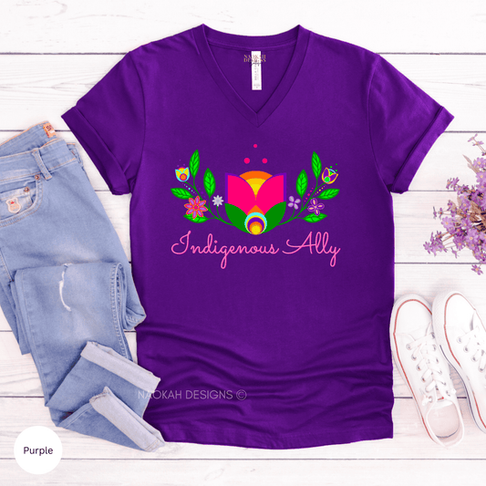 Indigenous Ally Floral T-Shirt, Native Pride, Indigenous t-shirt, Ally shirt, Ally Sweater, Indigenous T-shirt, Indigenous Owned Shop, Indigenous floral shirt, Ojibwa floral shirt, Allyship Indigenous, Aboriginal Ally, ally to Indigenous, Indigenous ally ship training, being an ally to Indigenous peoples