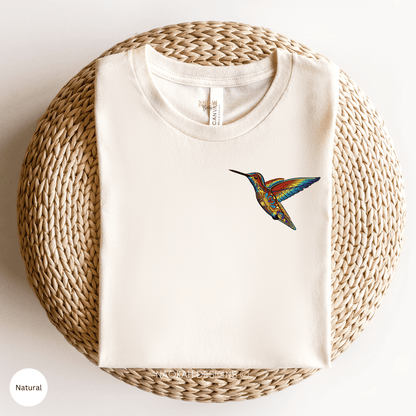 Indigenous Hummingbird Shirt, Floral Hummingbird Shirt, Bird Lover Shirt, Nature Lover, Bird Lover, Indigenous Owned, Pocket Size Design, Two spirit shirt, LGBT shirt