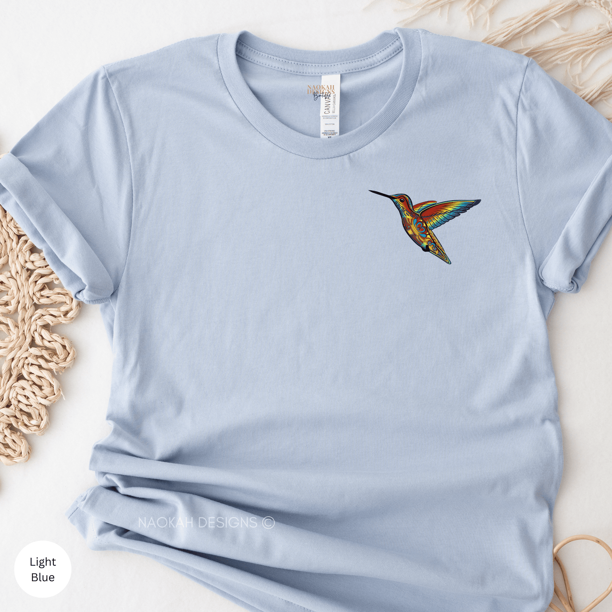 Indigenous Hummingbird Shirt, Floral Hummingbird Shirt, Bird Lover Shirt, Nature Lover, Bird Lover, Indigenous Owned, Pocket Size Design, Two spirit shirt, LGBT shirt