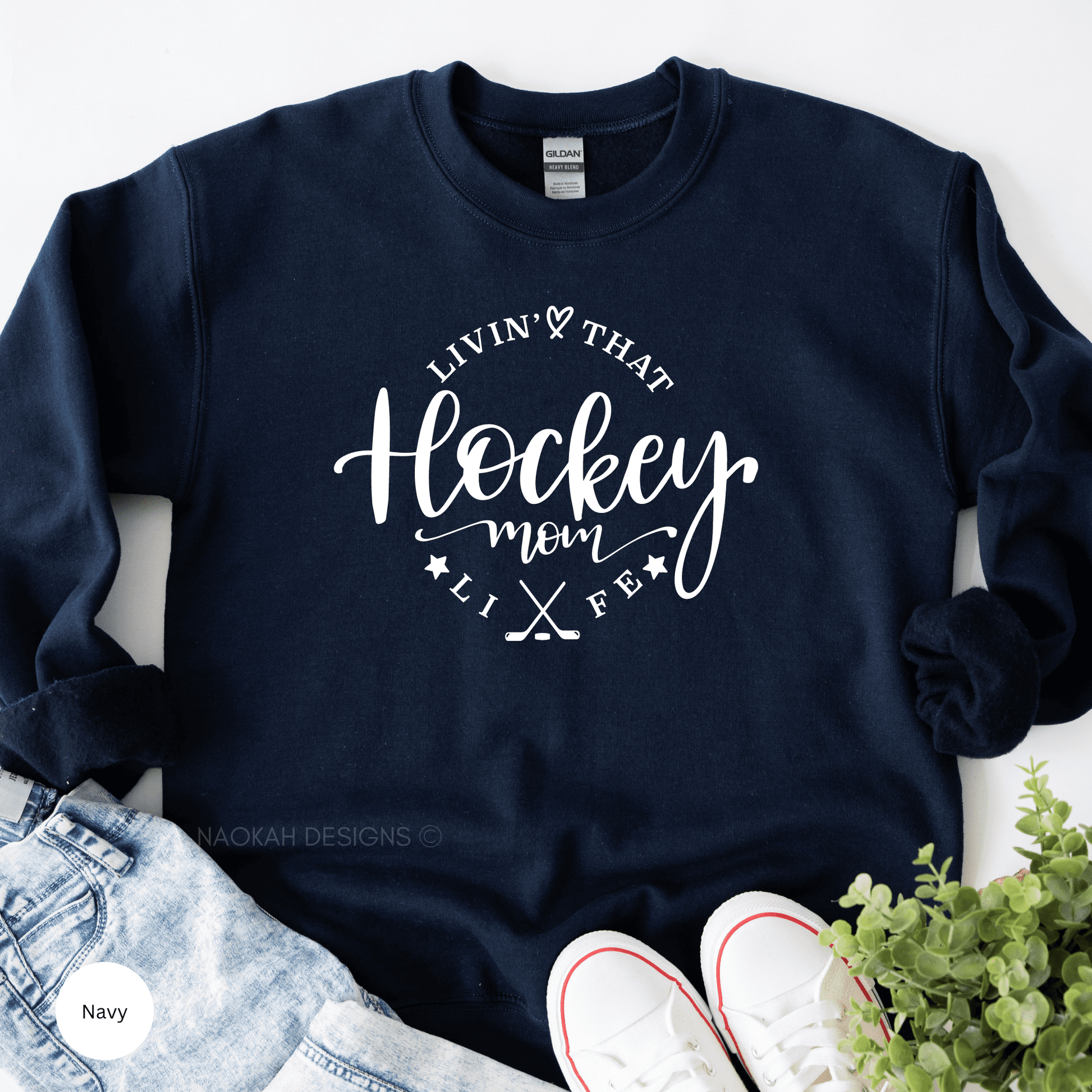 Livin' That Hockey Mom Life Sweater, hockey mom sweater, hockey mom hat, hockey sweatshirt, hockey mom gift, hockey mom shirt