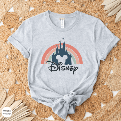 Magical Castle Rainbow Shirt, Mickey Shirts, Minnie Shirt, Family Vacation Shirts, Happiest Place On Earth Shirt, Retro Mickey Tee