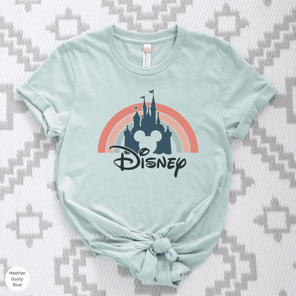Magical Castle Rainbow Shirt, Mickey Shirts, Minnie Shirt, Family Vacation Shirts, Happiest Place On Earth Shirt, Retro Mickey Tee