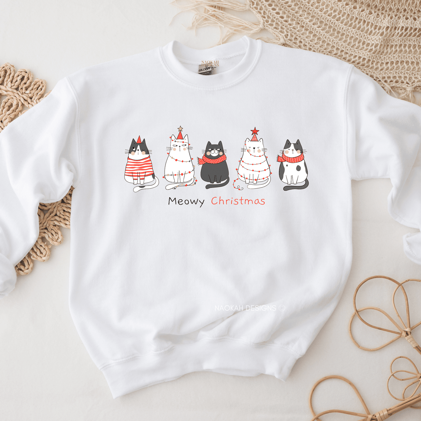 meowy christmas sweater, christmas cat shirt, cat lover shirt, christmas gift for cat mom, gifts for cat lover
