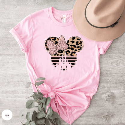 Minnie Leopard Rose Mouse Vacation Shirt, Minnie Safari Leopard Shirt, Minnie Ear Shirt, Castle Shirt, Magical Place On Earth Shirt