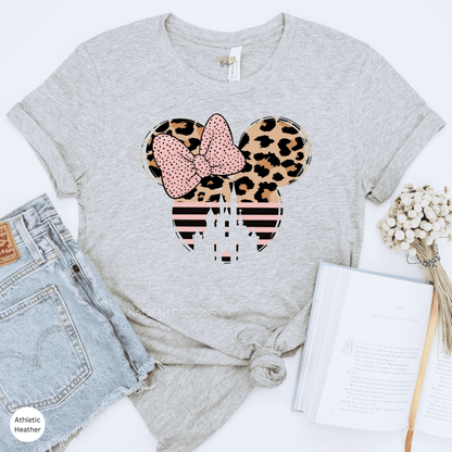 Minnie Leopard Rose Mouse Vacation Shirt, Minnie Safari Leopard Shirt, Minnie Ear Shirt, Castle Shirt, Magical Place On Earth Shirt