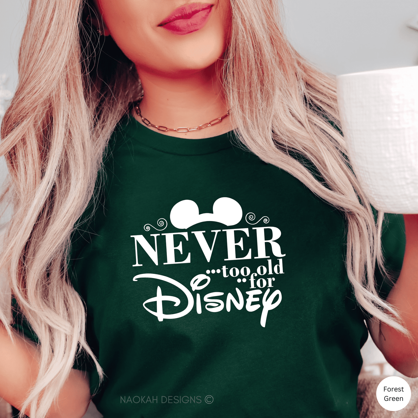 never too old for disney shirt, family disney vacation shirts, group shirts for vacation trip, mouse ears sweater, mickey shirt, minnie shirt, magical place on earth shirt, first disney trip shirt