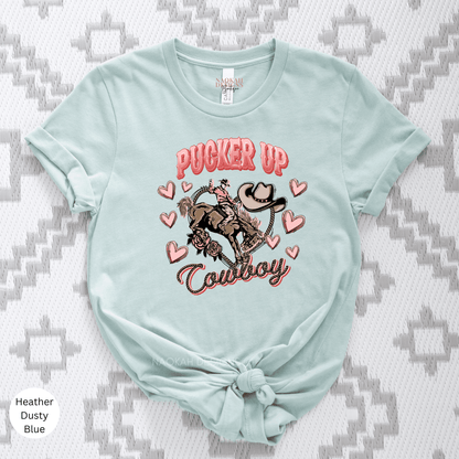 Pucker Up Cowboy Shirt, Western Valentine Shirt, Cowboy Valentine Shirt, Cowgirl Valentine Shirt, Cupid Aim For A Cowboy, Howdy Valentine