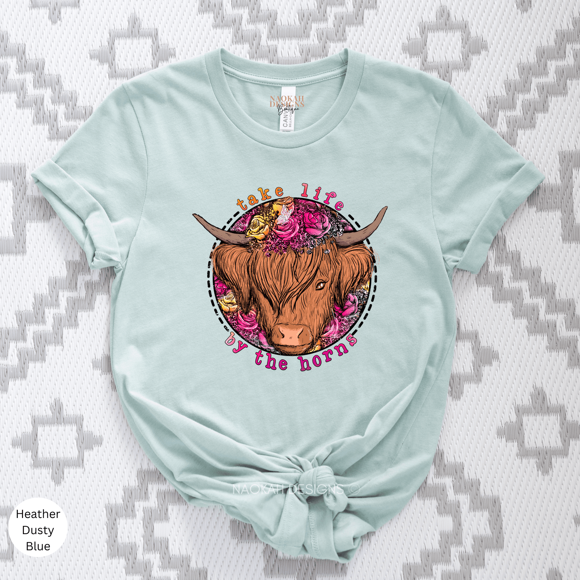 Take Life By The Horns shirt, cow flowers shirt, cowboy shirt, cowgirl shirt, rodeo shirt, bull horns shirt, western shirt, grab life by the horns shirt